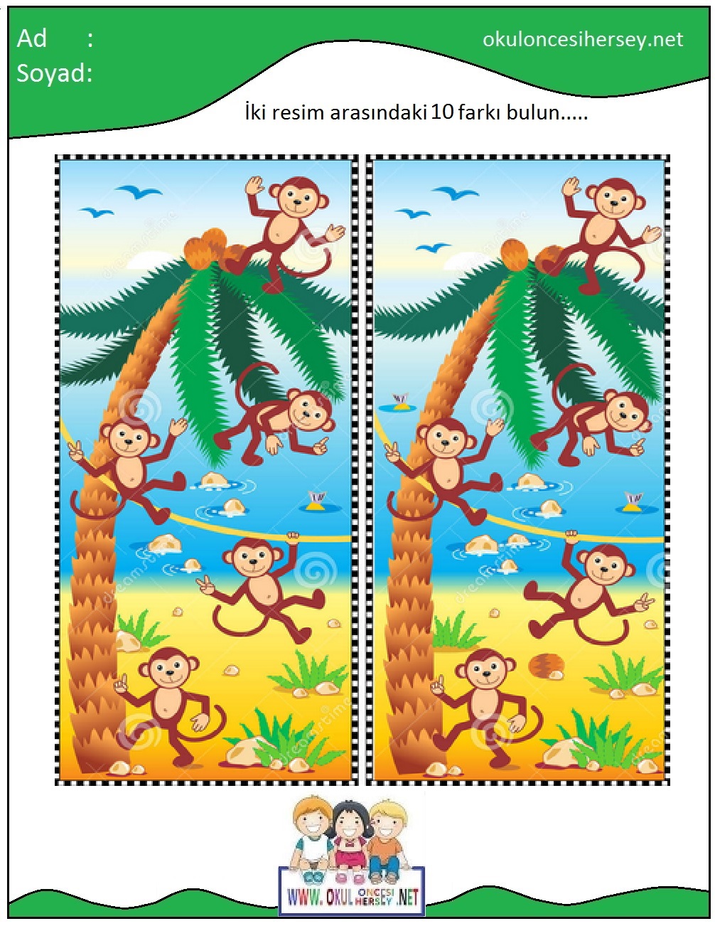 okul öncesi İki Resim Arasındaki Farkı Bul